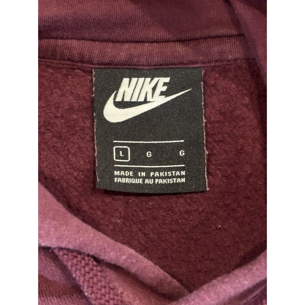 Nike Just Do It Burgundy Pullover Hoodie Men Large Fleece Sweatshirt Logo Sports - Picture 6 of 12